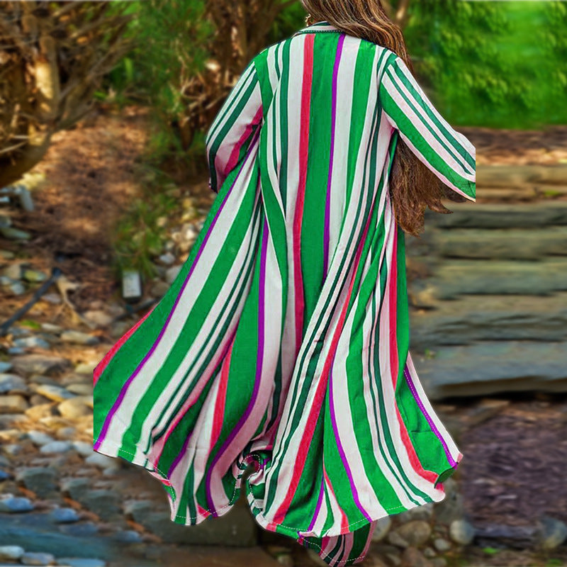 VVZ Long-Sleeve Shirt and High-Waisted Wide-Leg Pants