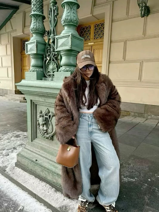 VVZ Leopard Print Faux Fur Coat
