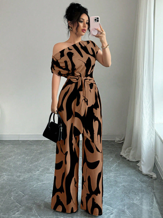 VVZ Women's Printed Lace-up Jumpsuit