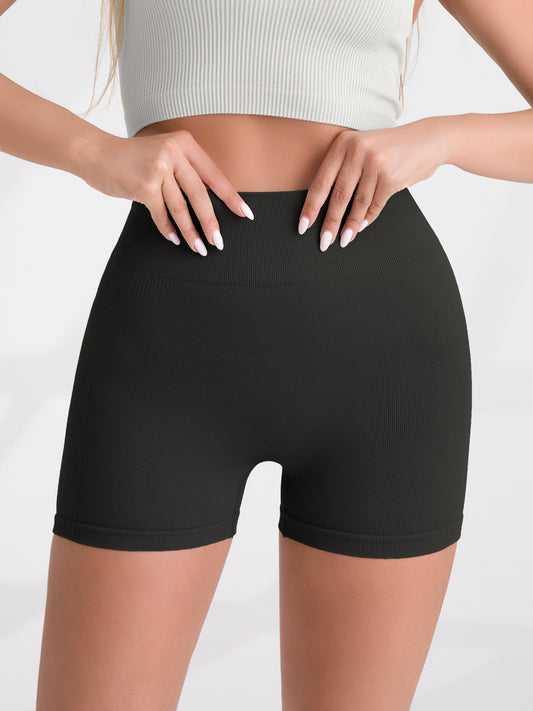 VVZ High-Waisted, Tummy-Control, Side-Ribbed, Butt-Lifting Seamless Shorts