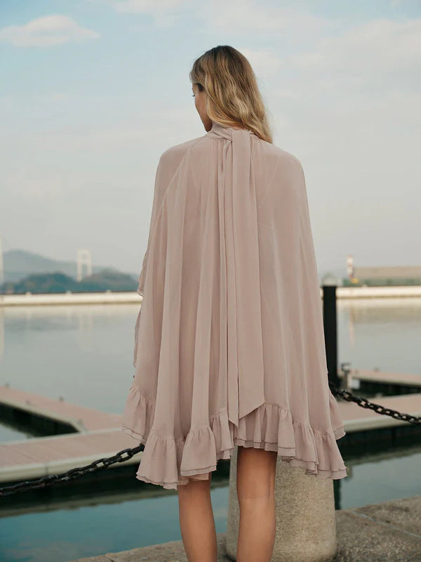 VVZ Semi-Sheer Chiffon Ruffled Dress