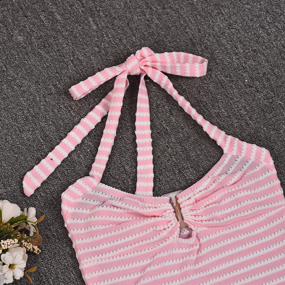 VVZ Textured Striped Halter Top