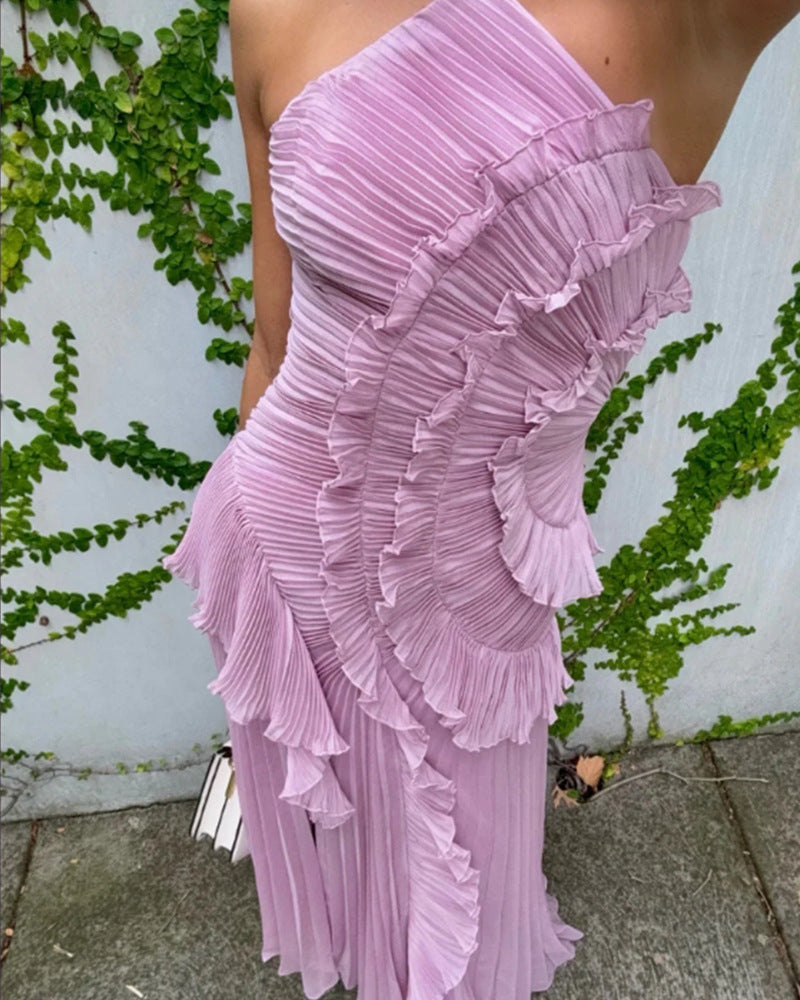 VVZ Women's Sexy Ruffle Halter Dress