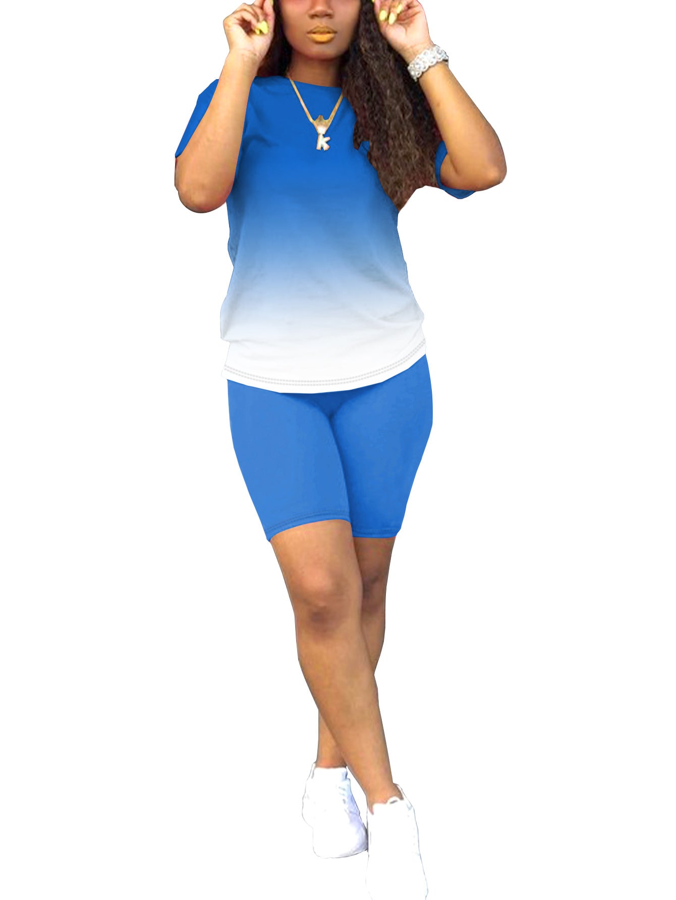 VVZ Women's Plus-Size Casual Set — Short-Sleeve Crew Neck T-Shirt & Shorts