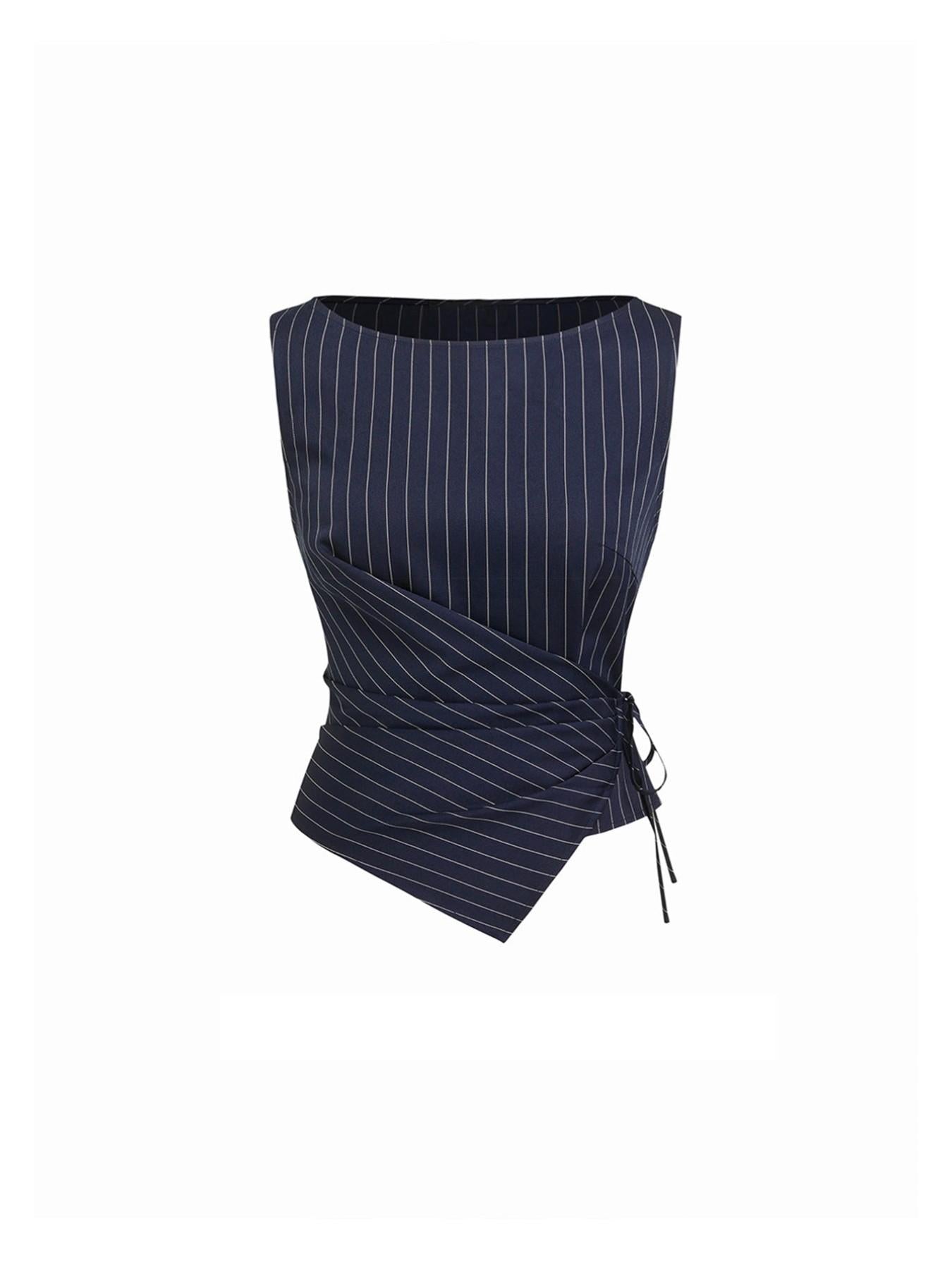 VVZ Women's Striped Tie-Front Tank Top and Straight-Leg Pants Set