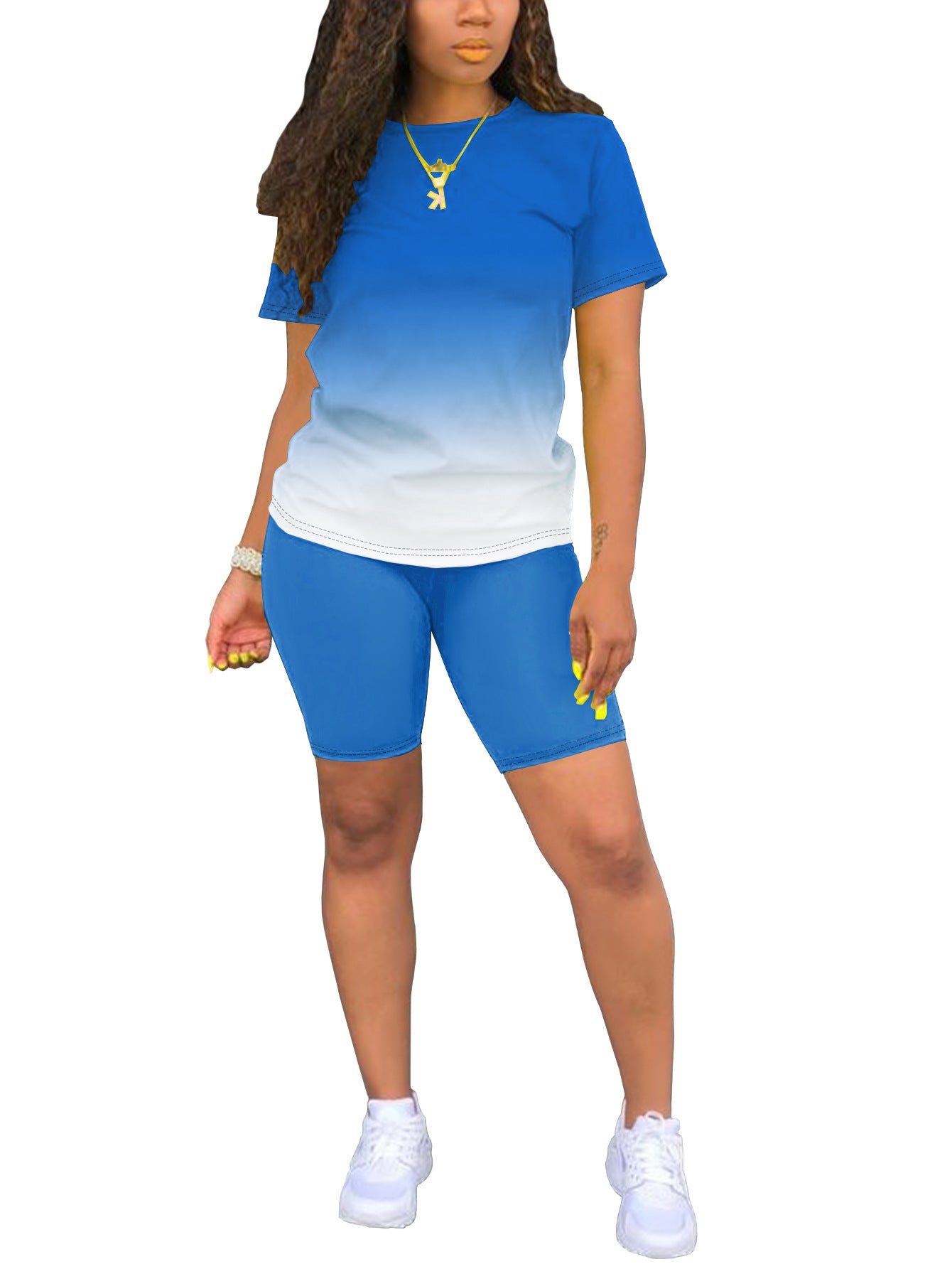 VVZ Women's Plus-Size Casual Set — Short-Sleeve Crew Neck T-Shirt & Shorts