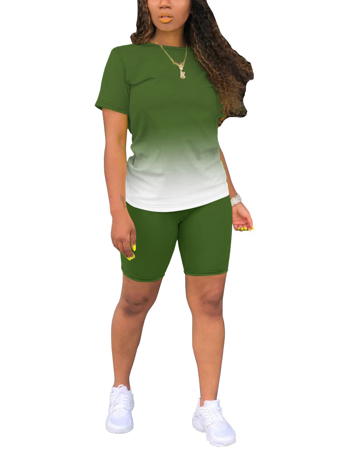 VVZ Women's Plus-Size Casual Set — Short-Sleeve Crew Neck T-Shirt & Shorts