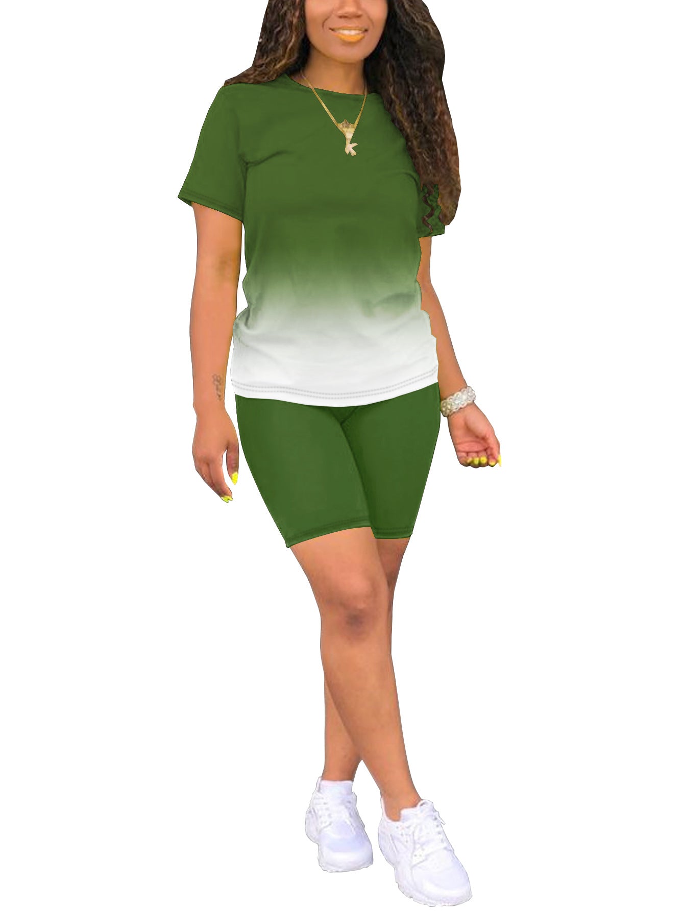 VVZ Women's Plus-Size Casual Set — Short-Sleeve Crew Neck T-Shirt & Shorts