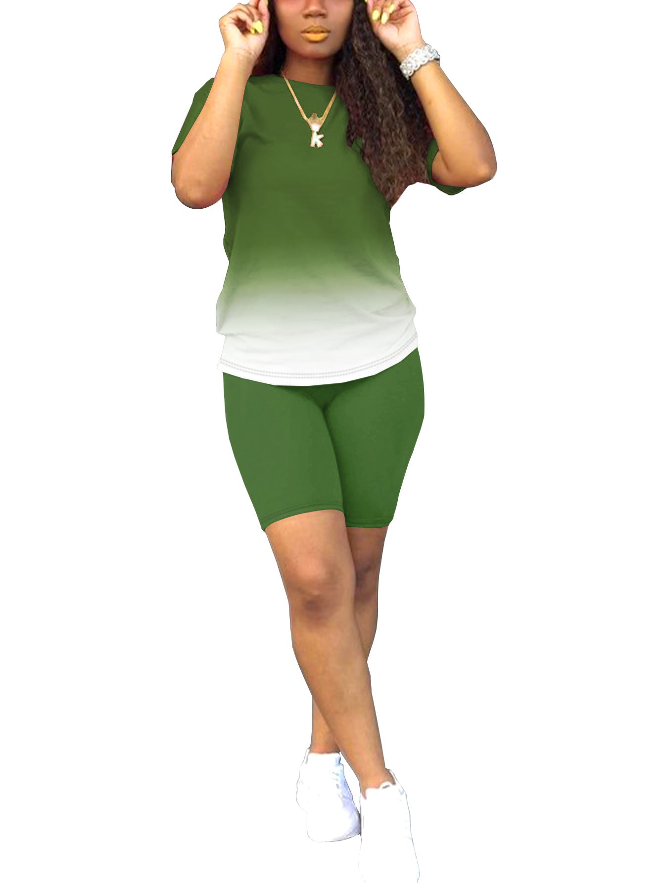 VVZ Women's Plus-Size Casual Set — Short-Sleeve Crew Neck T-Shirt & Shorts