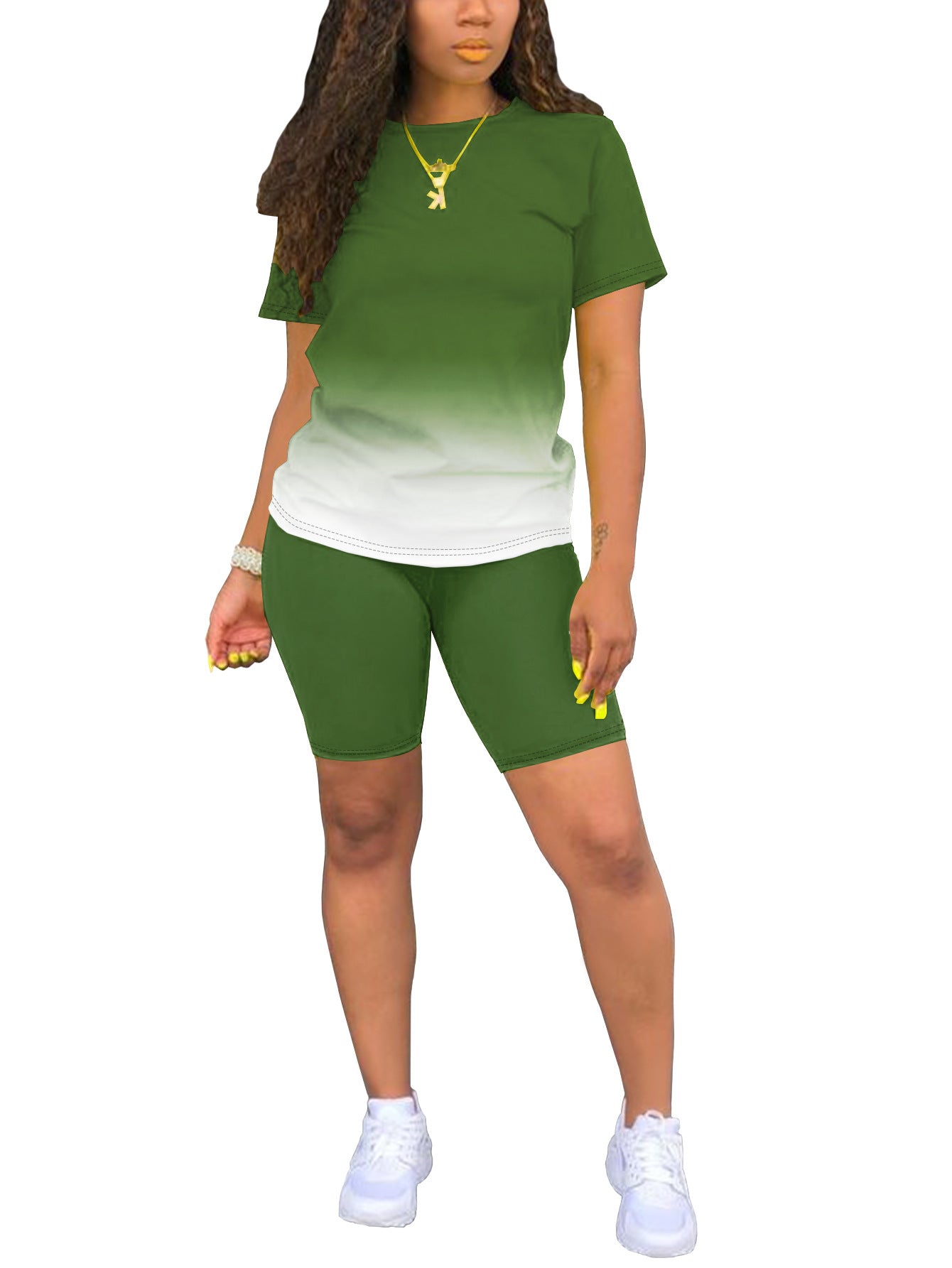 VVZ Women's Plus-Size Casual Set — Short-Sleeve Crew Neck T-Shirt & Shorts