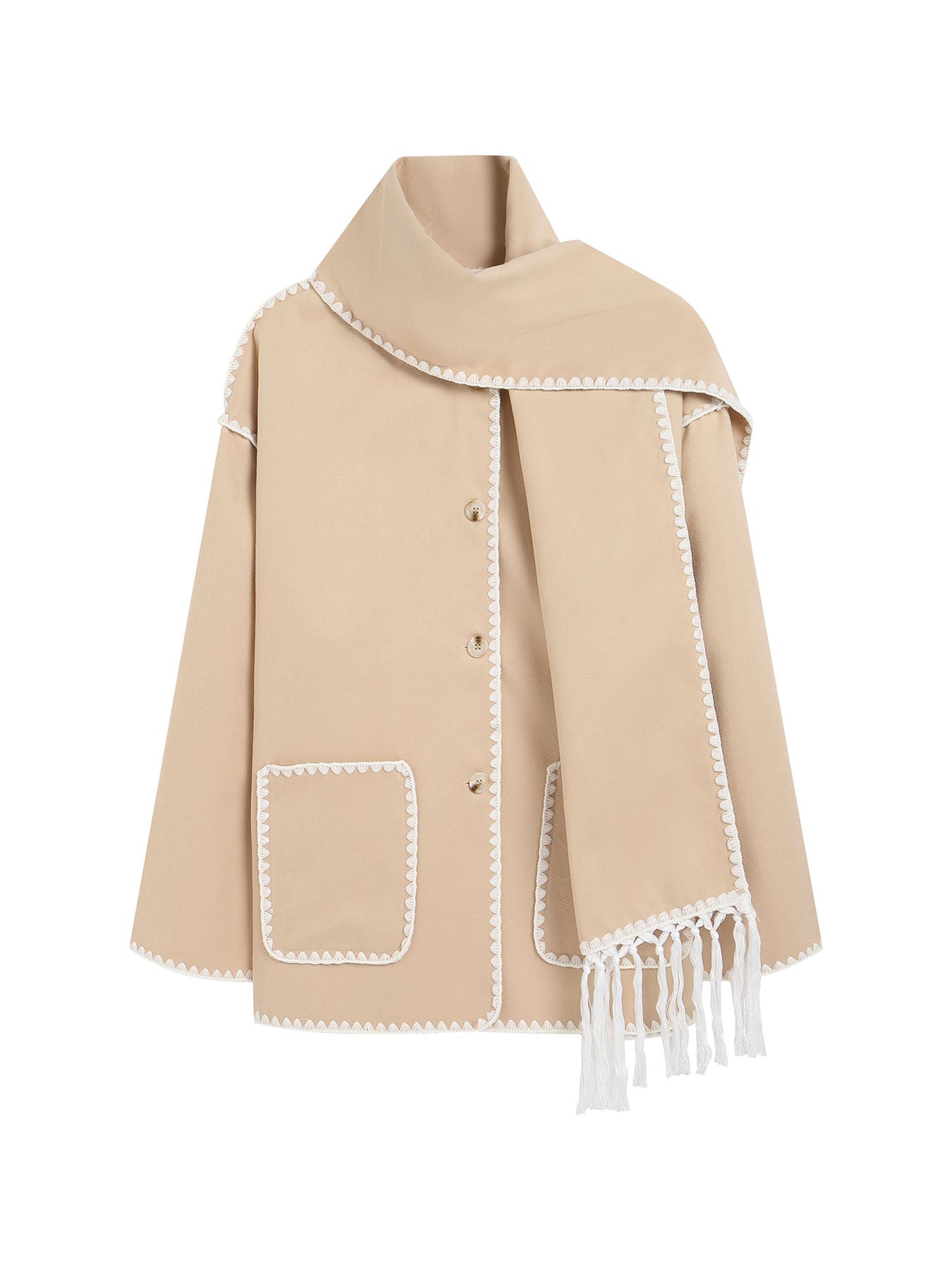 VVZ Contrast Trim Jacket With Matching Scarf