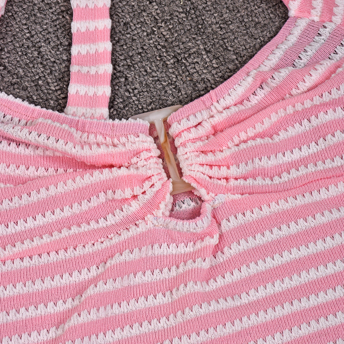 VVZ Textured Striped Halter Top