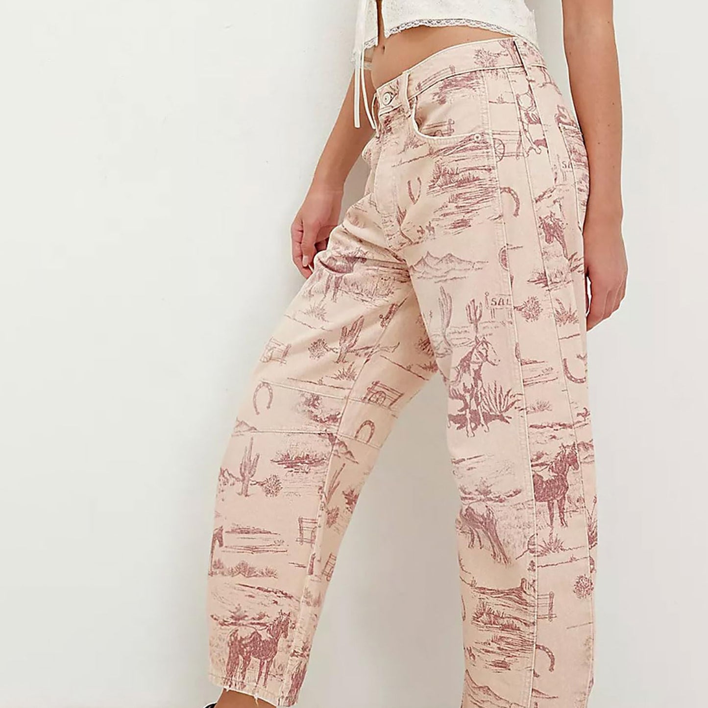 VVZ Women's Printed Wide-Leg Jeans