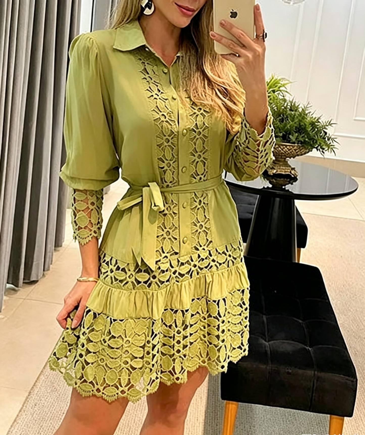 VVZ Women's Lace Shirt Dress