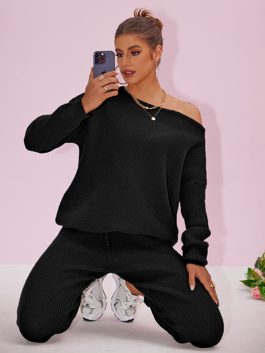 VVZ Women's knitwear set for autumn and winter: loose sweater paired with casual pants