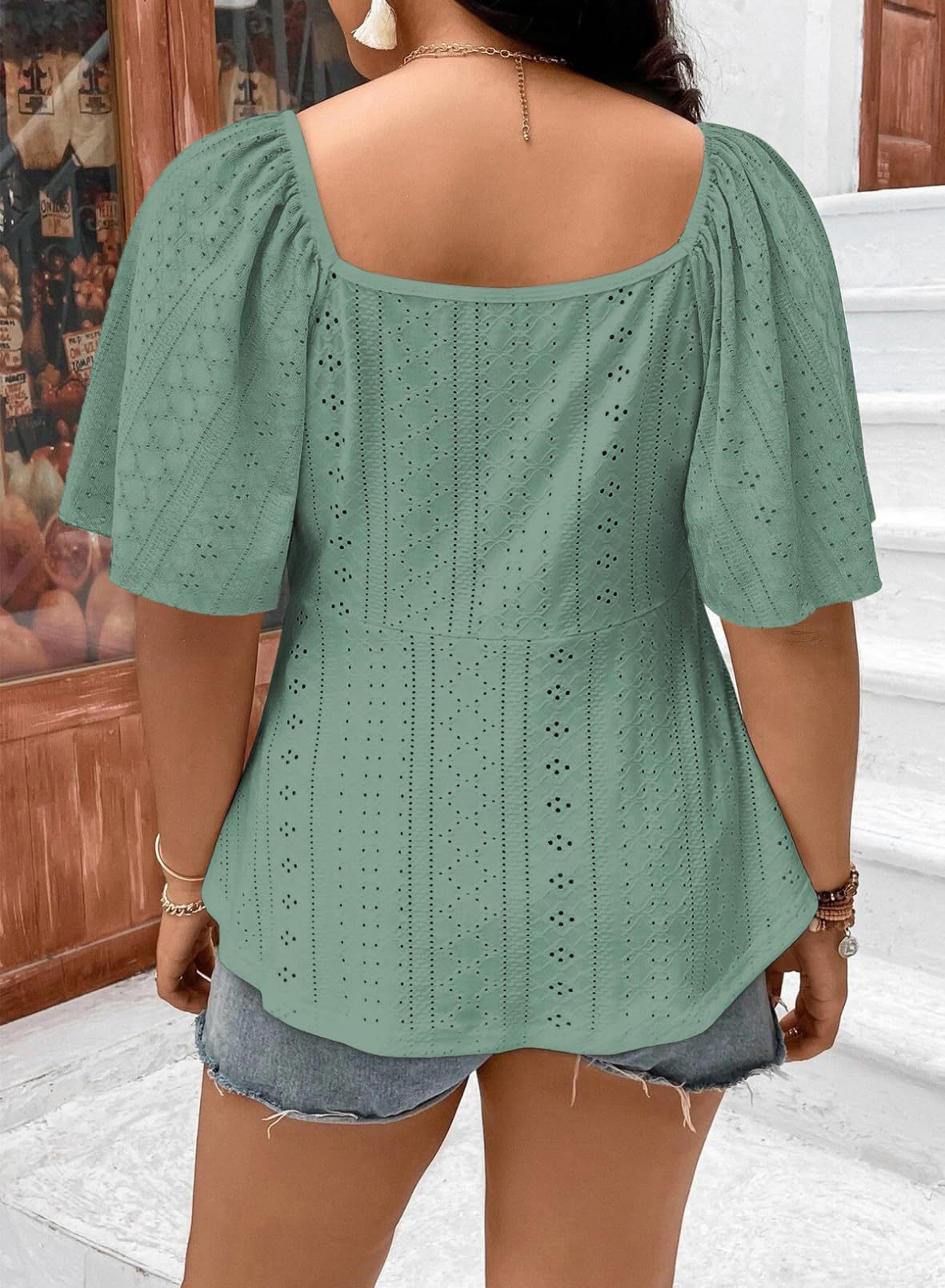 VVZ Summer Loose Shirt with Ruffled Hem