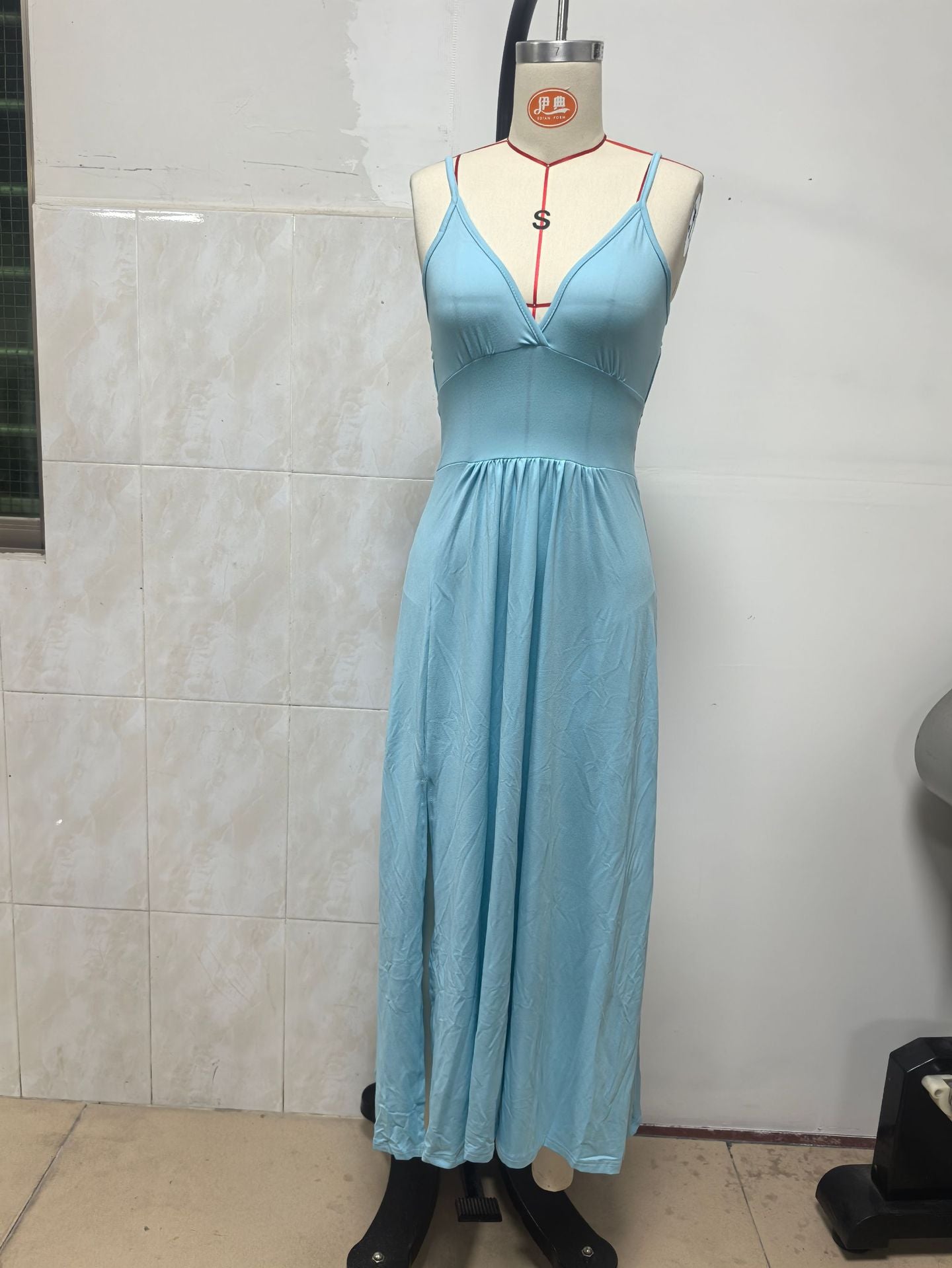 VVZ Women's Solid-Color Slim-Fit Strappy Dress