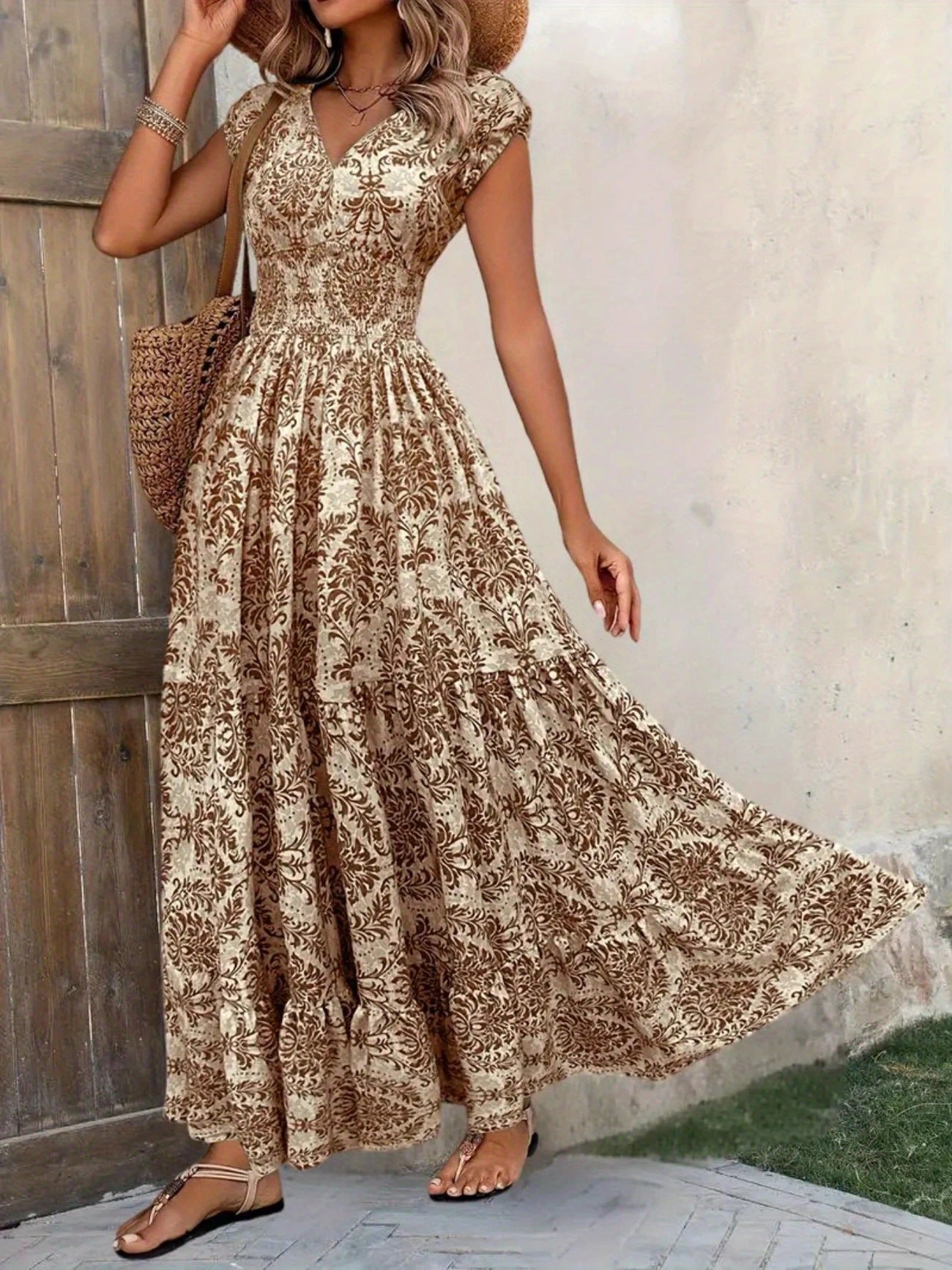 VVZ Women's All-Over Print Pleated Dress