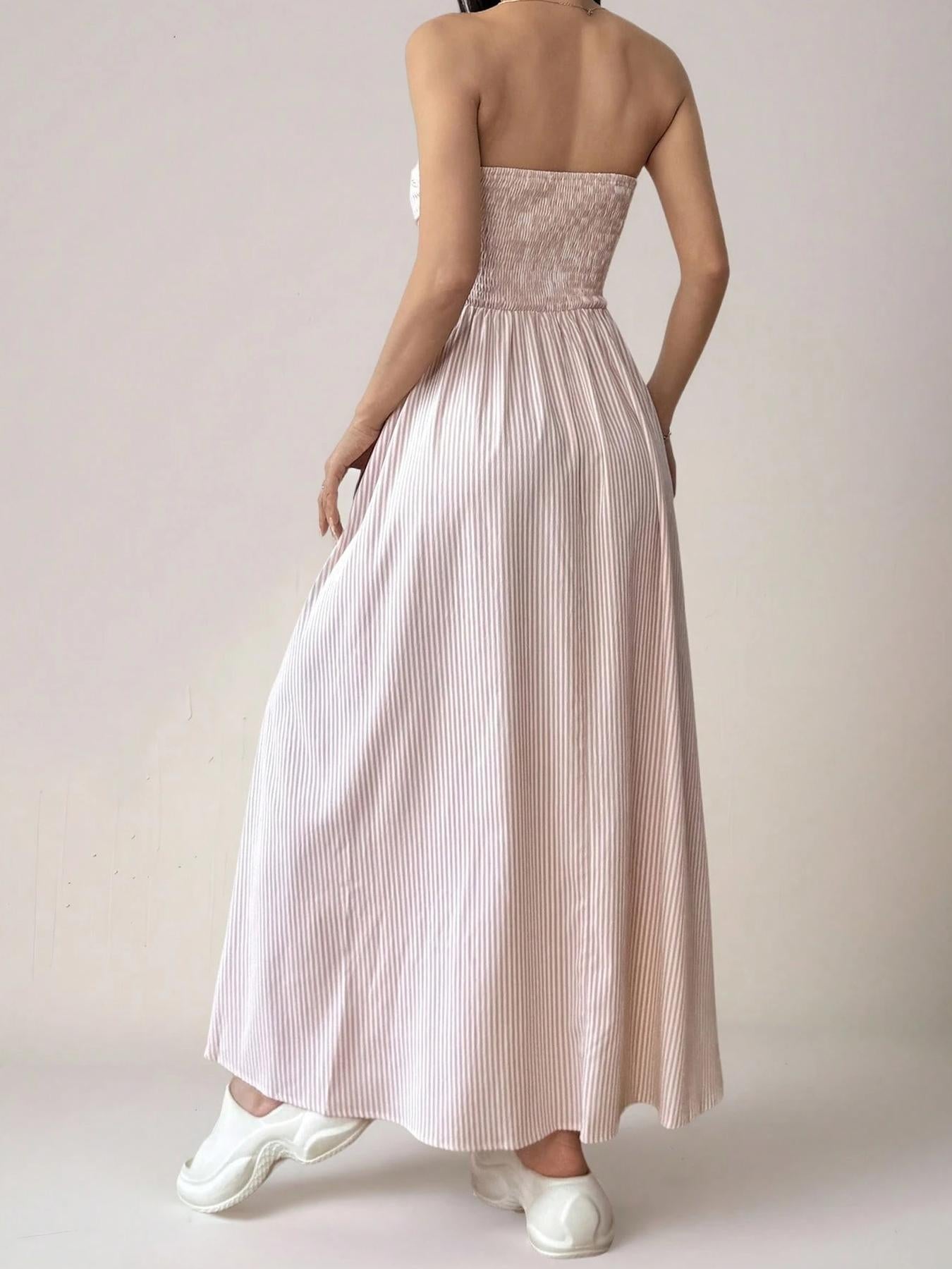 VVZ Women's Striped Strapless Dress