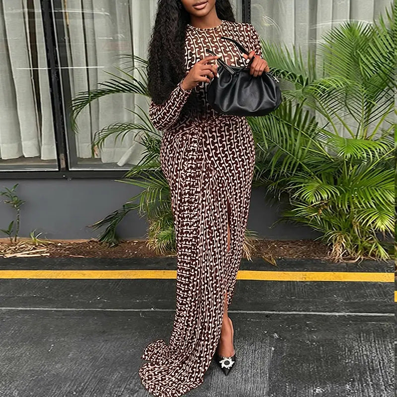 VVZ  Women's two-piece geometric print long dress set
