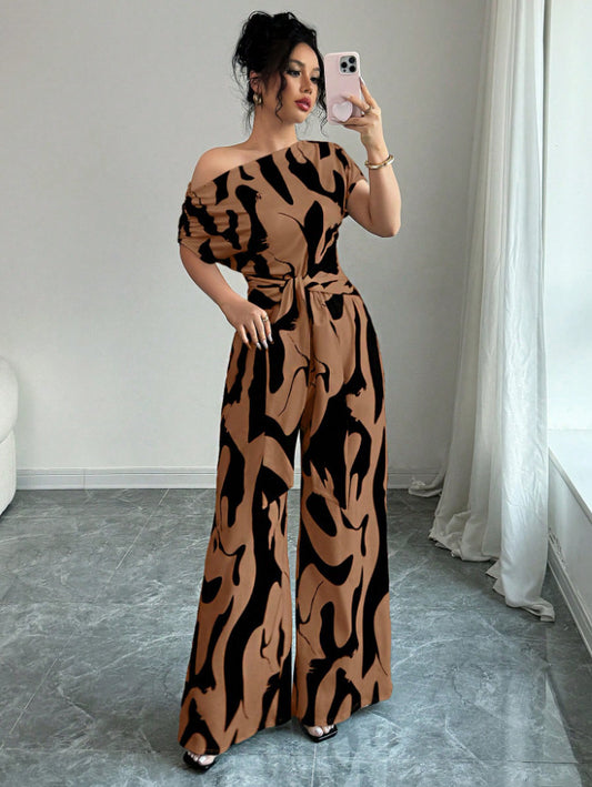 VVZ Women's Printed Lace-up Jumpsuit