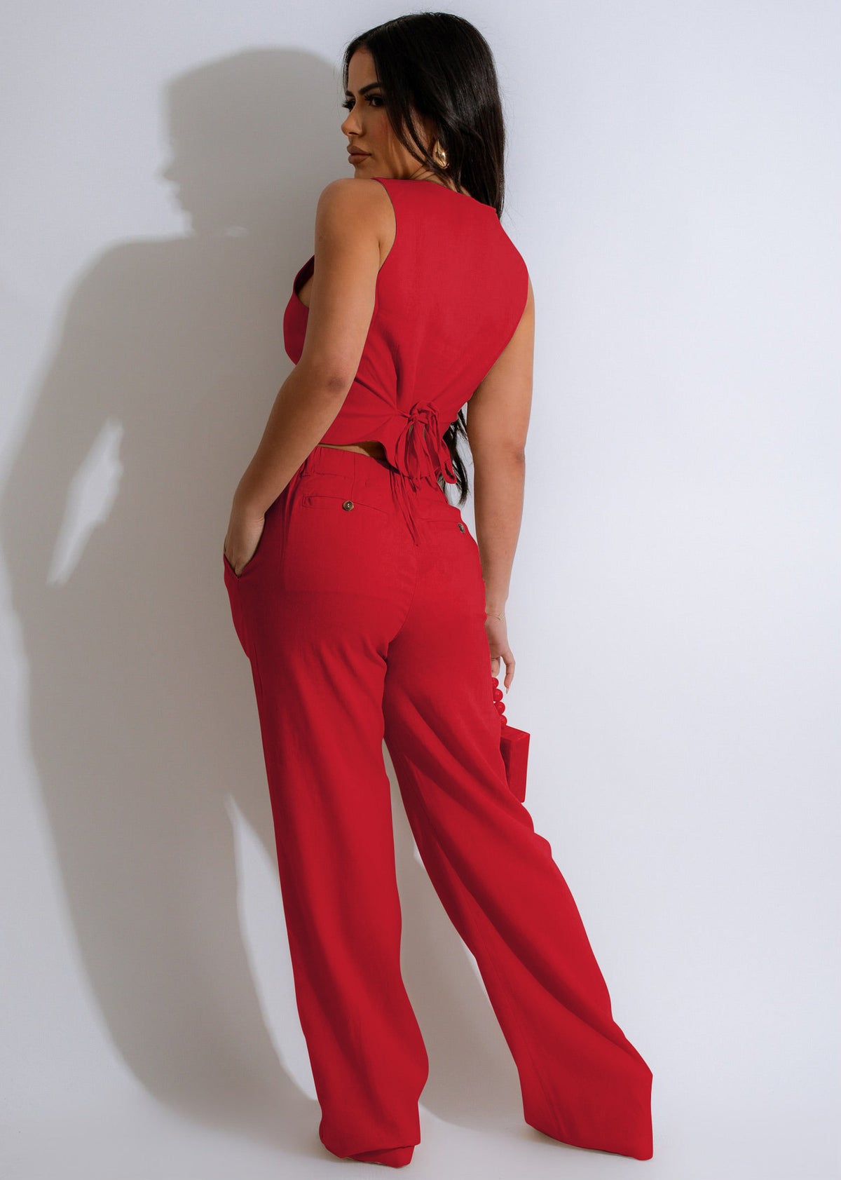 VVZ Women's fitted cropped tank top and high-waisted trousers