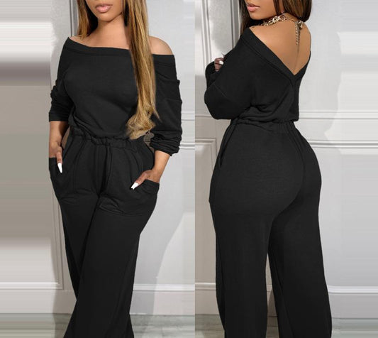 VVZ  Women's Off Shoulder Jumpsuit