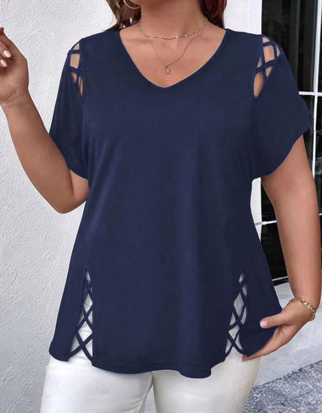 VVZ Plus-Size Short-Sleeve Off-Shoulder T-Shirt