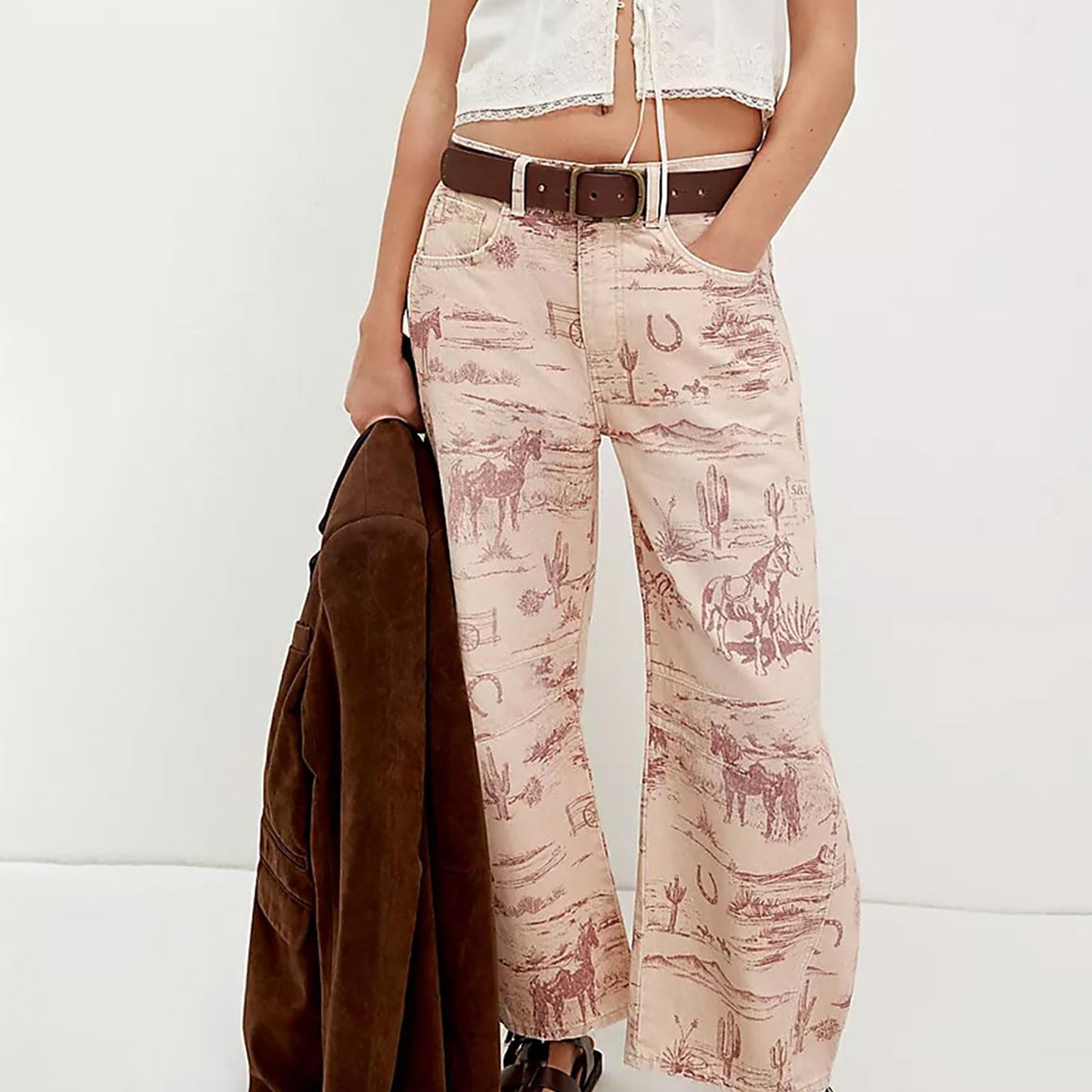 VVZ Women's Printed Wide-Leg Jeans