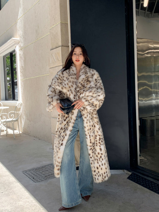 VVZ Women's leopard-print faux fur coat