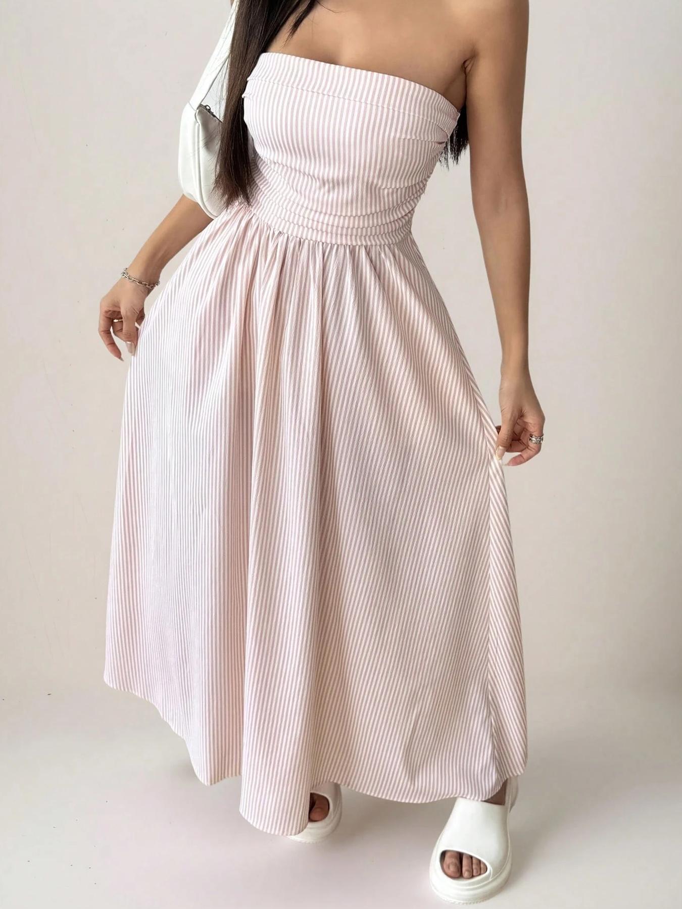 VVZ Women's Striped Strapless Dress