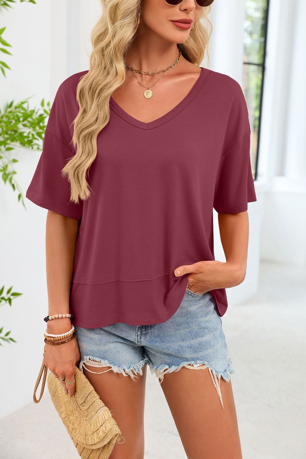 VVZ Casual Flowy Short-Sleeve Top