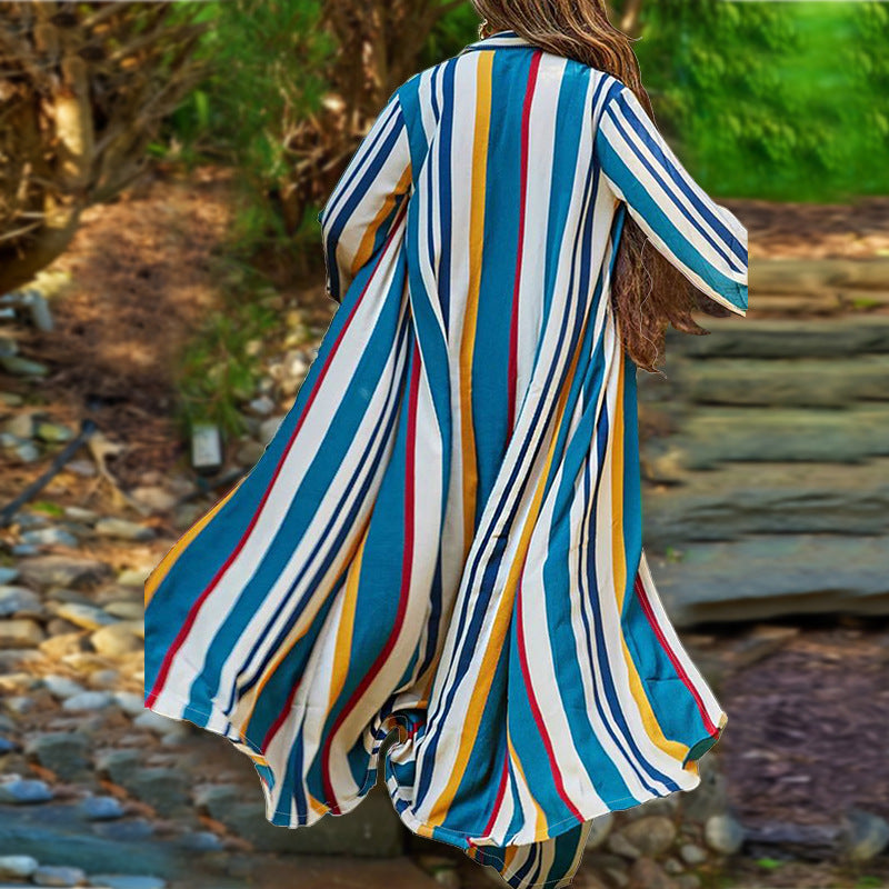 VVZ Long-Sleeve Shirt and High-Waisted Wide-Leg Pants