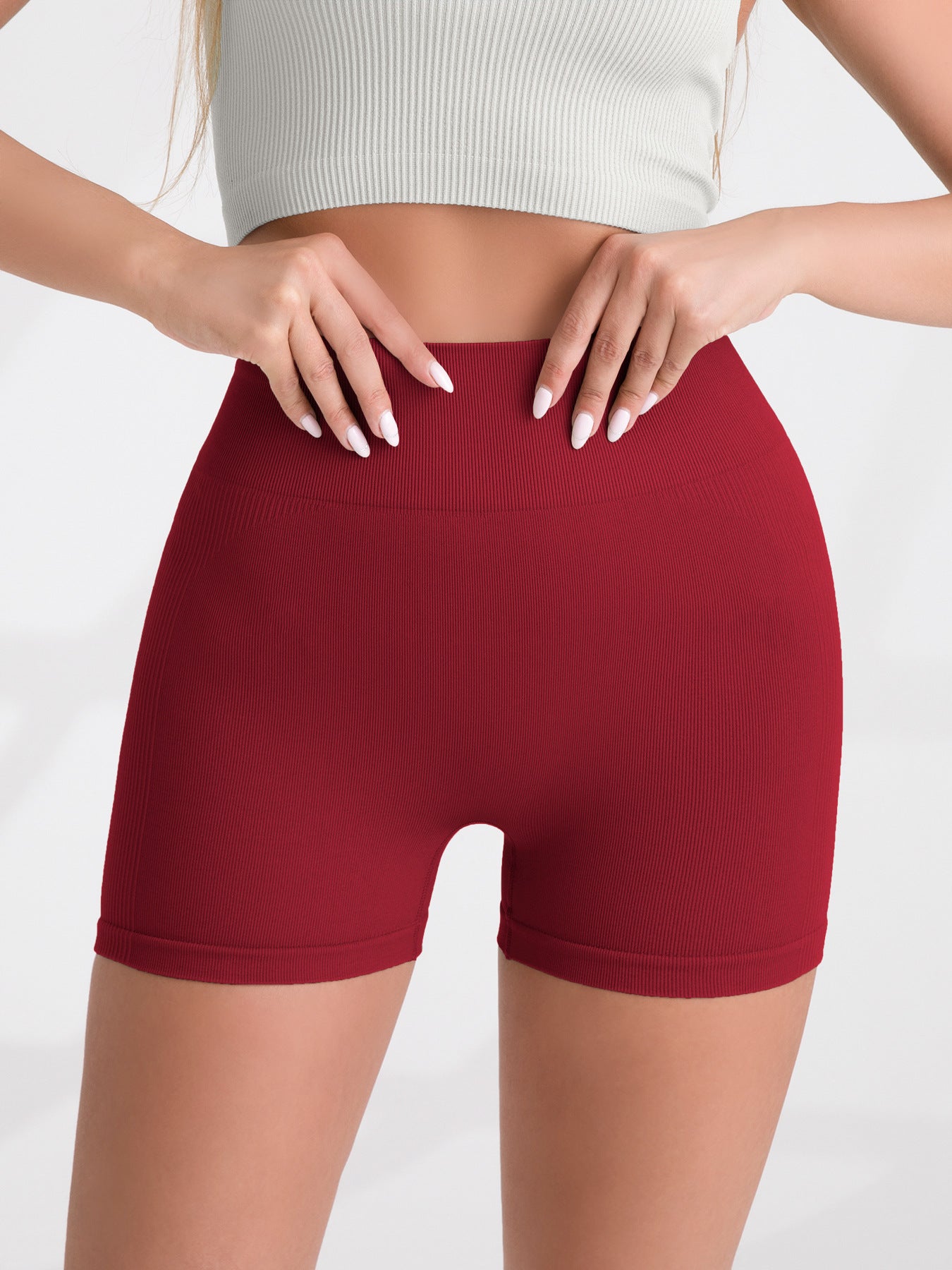VVZ High-Waisted, Tummy-Control, Side-Ribbed, Butt-Lifting Seamless Shorts