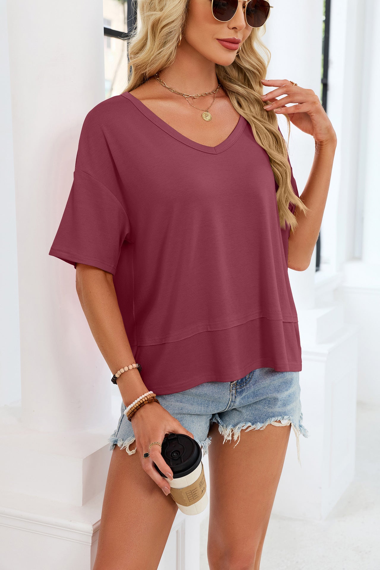 VVZ Casual Flowy Short-Sleeve Top