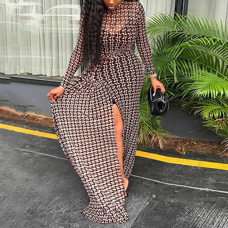 VVZ  Women's two-piece geometric print long dress set