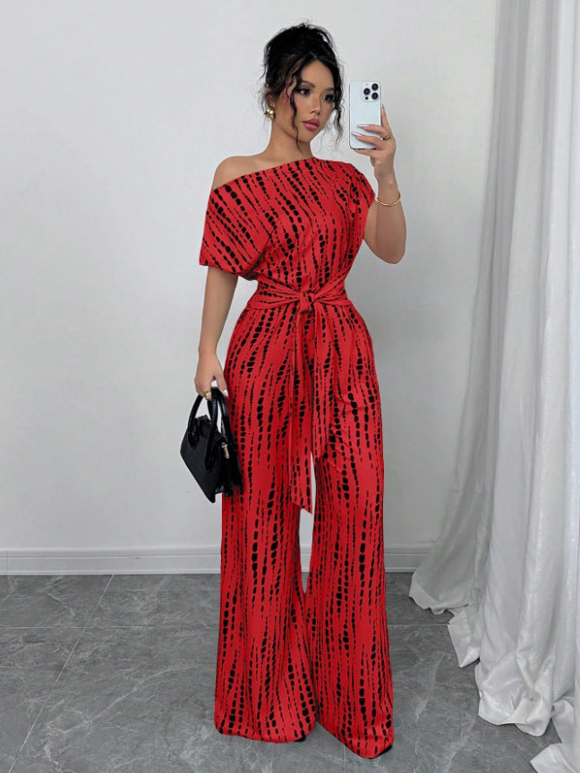 VVZ Women's Printed Lace-up Jumpsuit