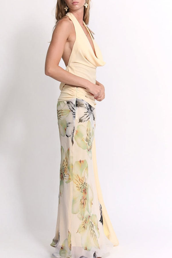VVZ Sleeveless Cowl-Neck Top and Skirt Set