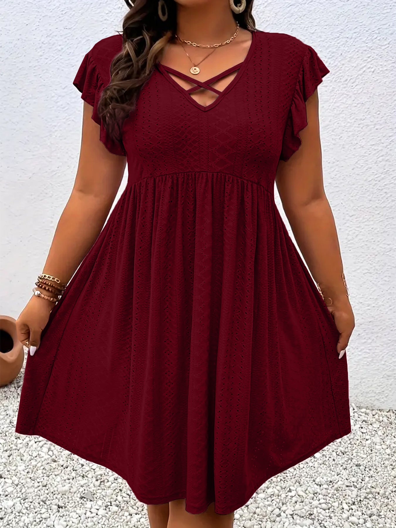 VVZ Solid-Color Cutout Dress