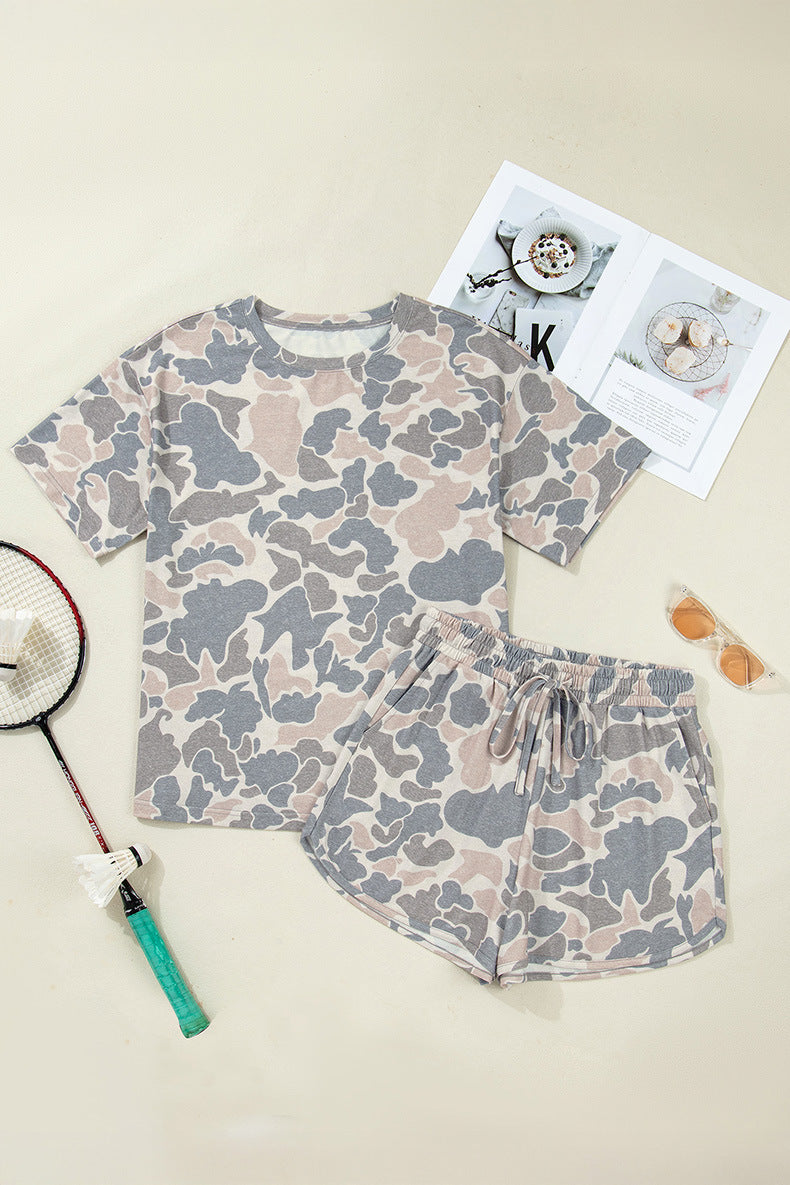 VVZ Women's casual short-sleeve T-shirt and drawstring shorts