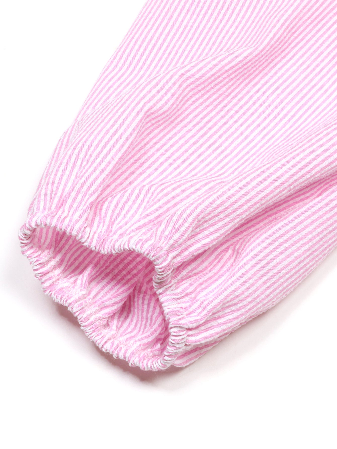 VVZ Striped long-sleeve puff-sleeve ruffled shirt and shorts