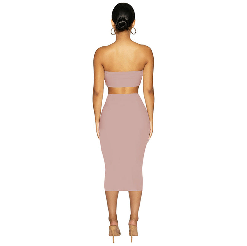 VVZ Women's 2 Counts Solid Backless Crop Tube Top