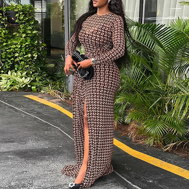 VVZ  Women's two-piece geometric print long dress set