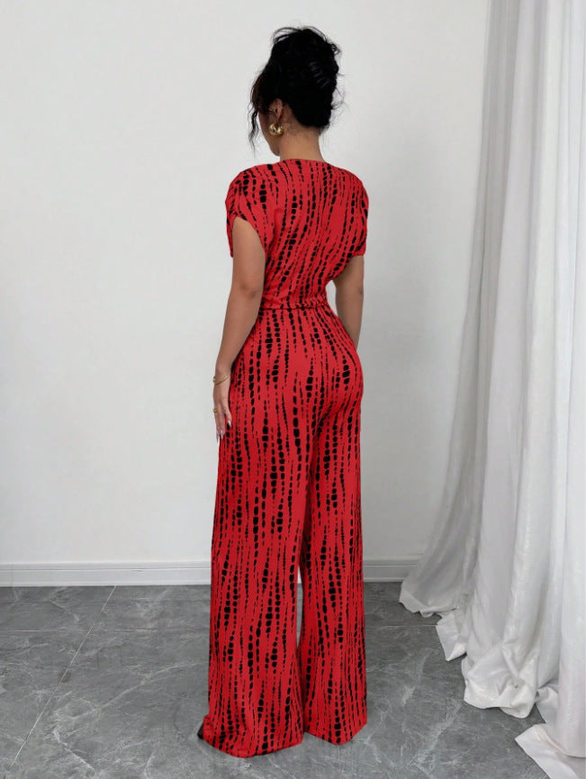 VVZ Women's Printed Lace-up Jumpsuit