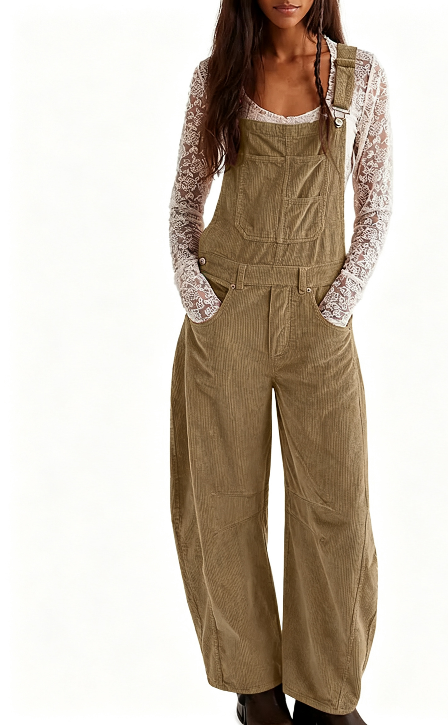 VVZ Loose-fitting corduroy overalls