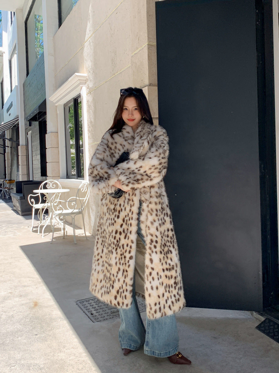 VVZ Women's leopard-print faux fur coat