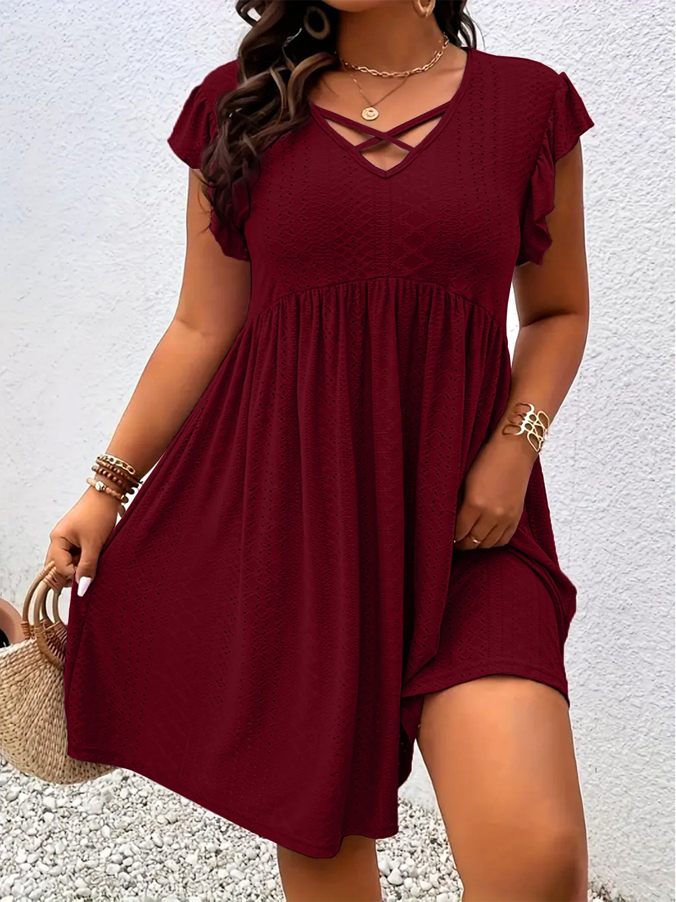 VVZ Solid-Color Cutout Dress