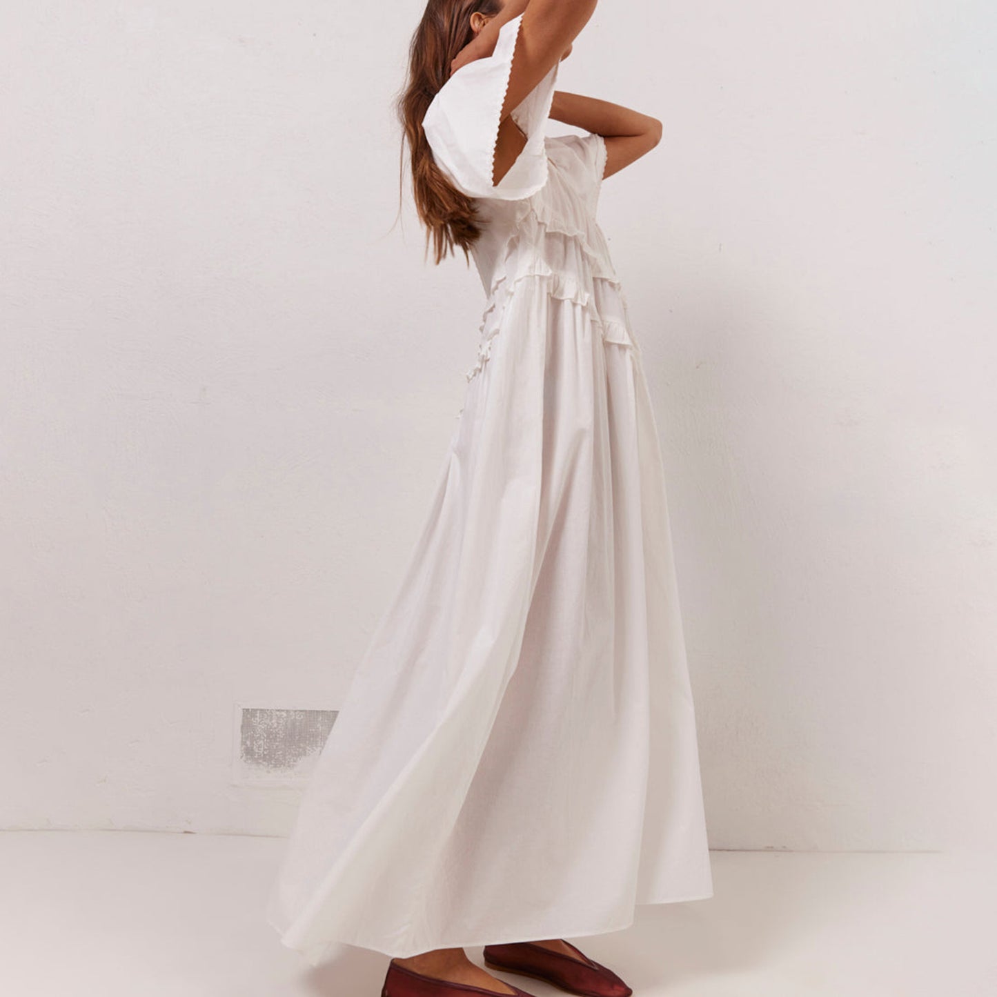 VVZ Women Long Dress, Elegant Short Sleeve Solid/Plaid  Dress