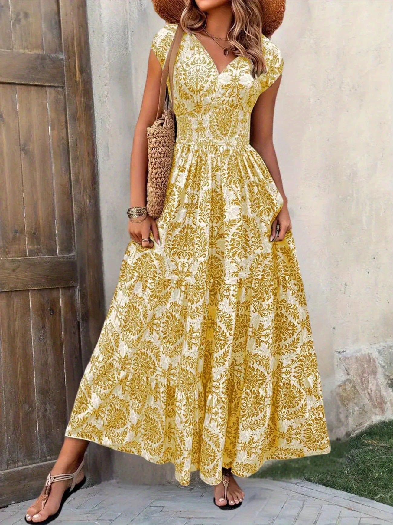 VVZ Women's All-Over Print Pleated Dress