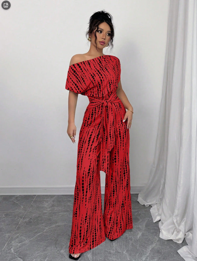 VVZ Women's Printed Lace-up Jumpsuit